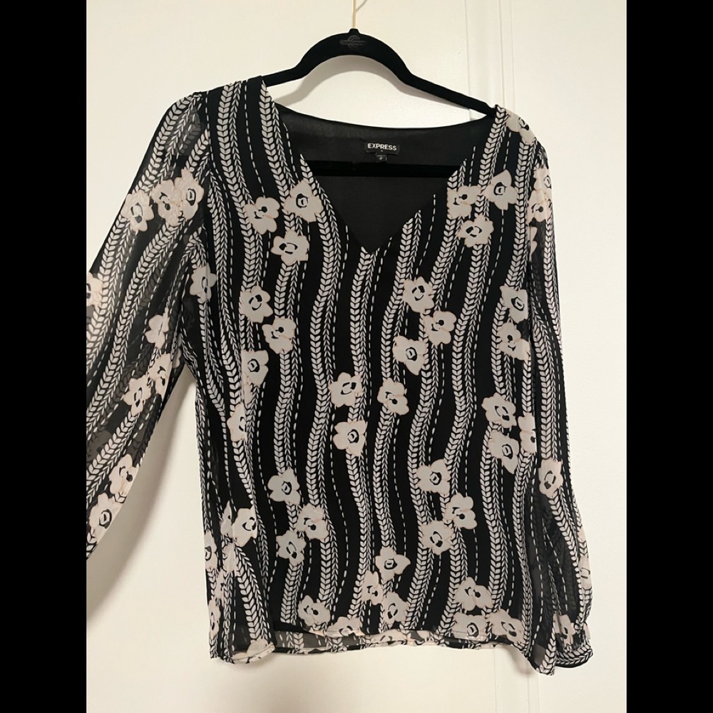 Express black/floral blouse Size M